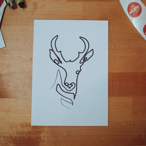 Single Line Pronghorn Digital Art Print