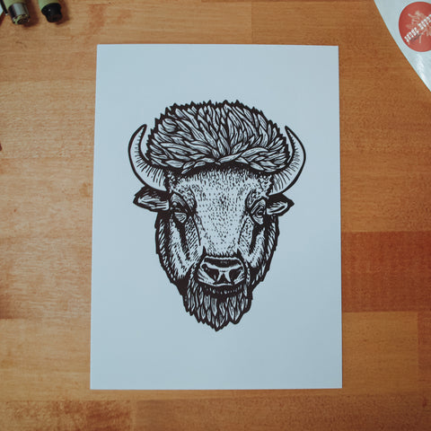 Bison Head Digtial Art Print