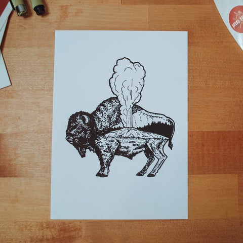 Yellowstone Bison Digital Art Print