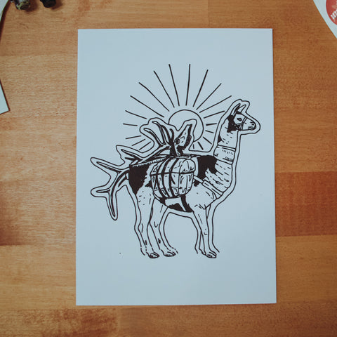 Pack Llama Digital Art Print